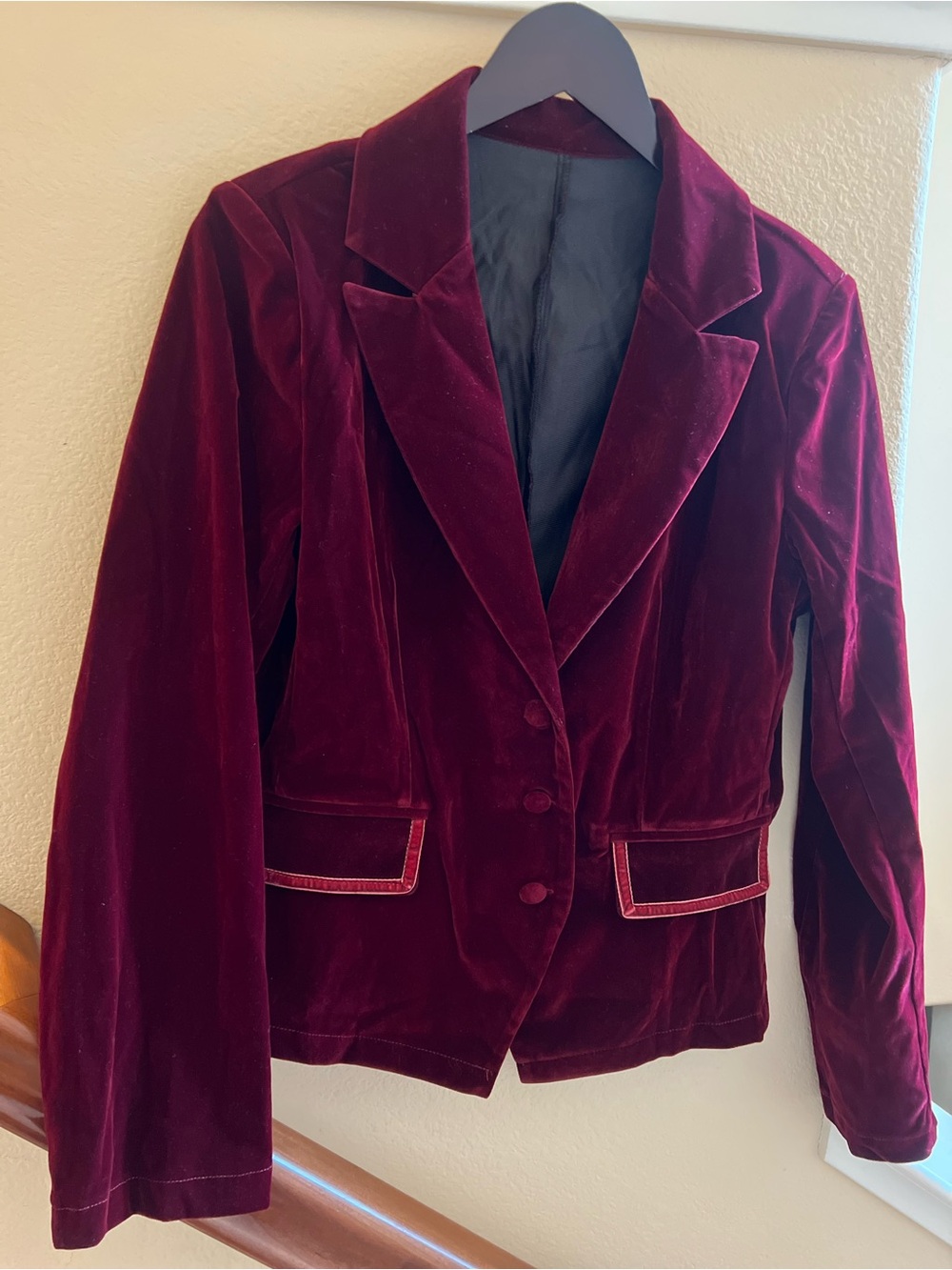 Vintage Vibe/Dark Academia Deep Burgandy/Wine Velvet Blazer Size M